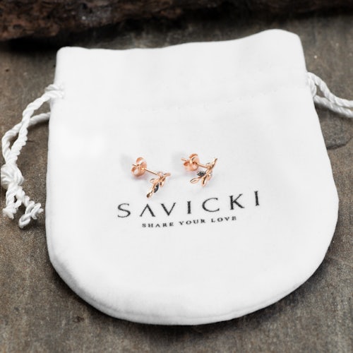 Kolczyki Savicki: różowe złoto, czarne diamenty